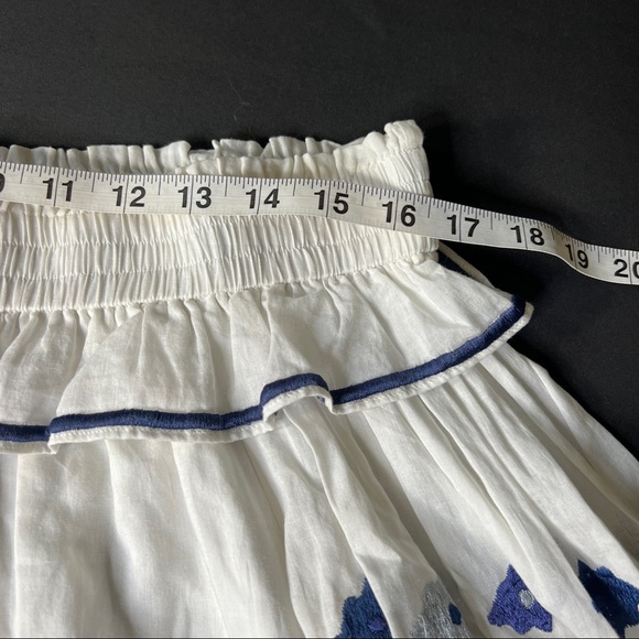 MISA LA Selena off shoulder peasant boho white top w blue embroidery/S - Picture 7 of 10